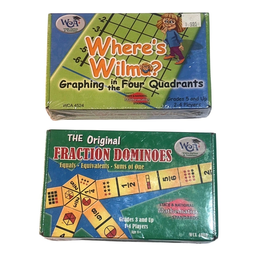 2 Math WCA Learning Games Where's Wilma Graphing Original Fraction Dominoes New